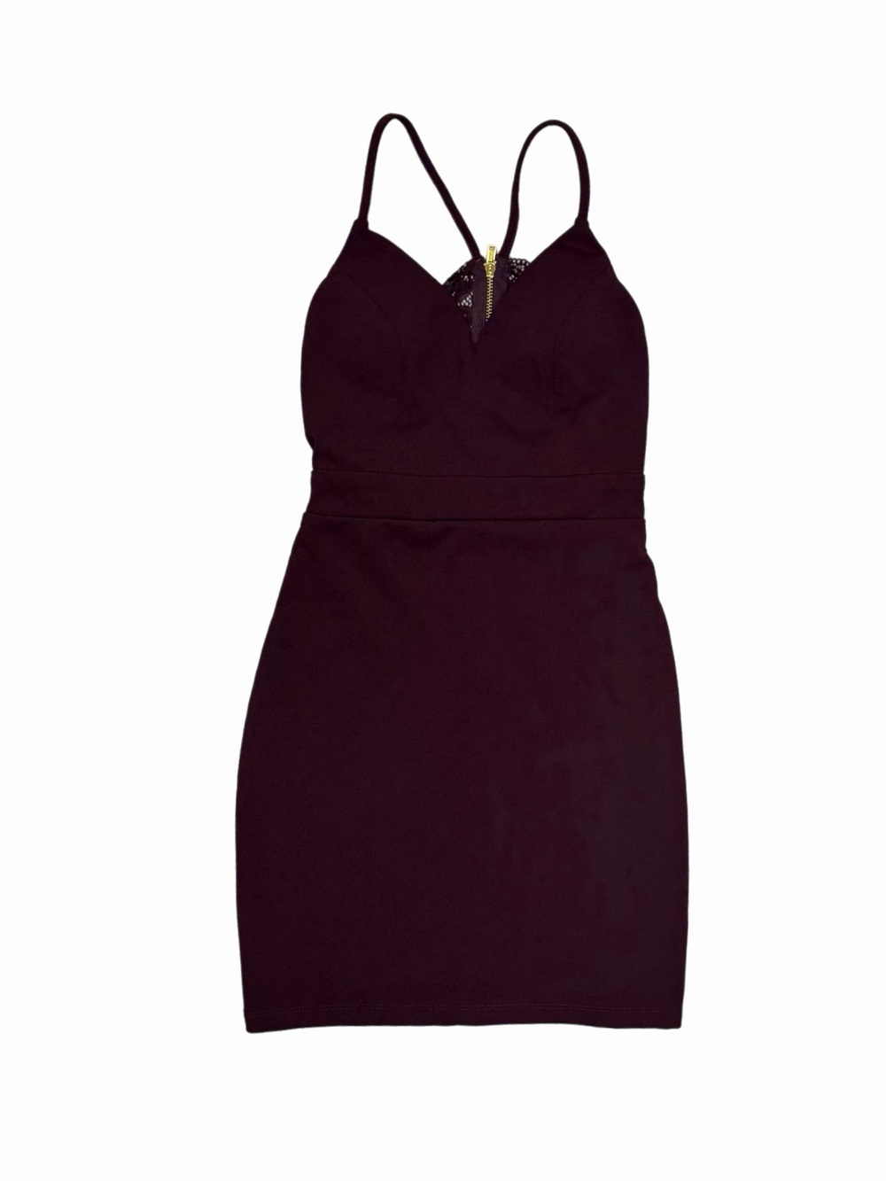 City Triangles Dark Wine Lace Bodycon Dress V-Neck Lace Back Zip Juniors 1